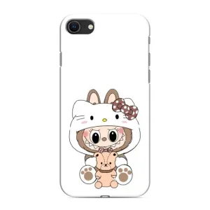 Чехол с принтом Лабубу для iPhone SE (2020) (Белый Лабубу)