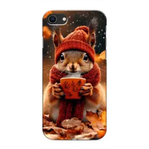 Друкований чохол 'Звірята з кавою' для iPhone SE (2020) (Білка з кавою)