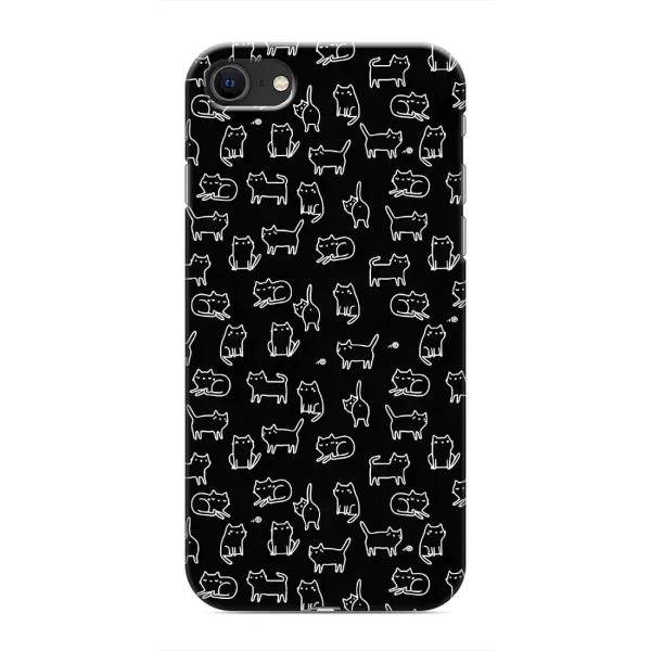 Чехол с рисунком «Котики на черном» для iPhone SE (2020)