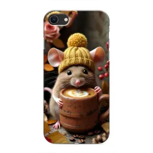 Друкований чохол 'Звірята з кавою' для iPhone SE (2020) (Мишка з кавою)
