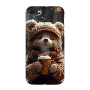 Друкований чохол 'Звірята з кавою' для iPhone SE (2020) (Ведмедик з кавою)