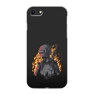 Силиконовый чехол с картинкой "Герой Pubg" на iPhone SE (2020) (В огне)