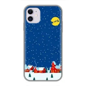 Силиконовый бампер на рождество для iPhone 11 (Город в снегу)