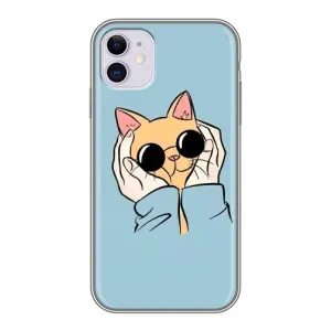 Бампер з зображенням Котиків для Айфон 11 (КОТИК в окулярах)