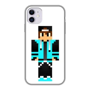 Чехлы для iPhone 11 (Персонажи Майн Крафт) (Мальчик в голубом)
