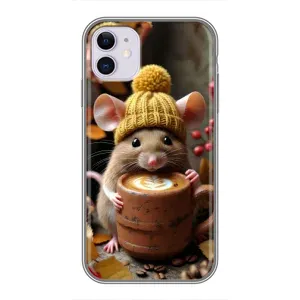Друкований чохол 'Звірята з кавою' для iPhone 11 (Мишка з кавою)