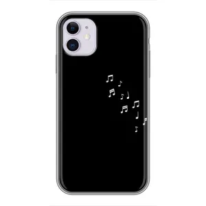 Чехол с картинками на черном фоне для iPhone 11 (Ноты)