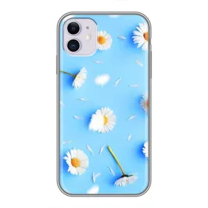 Чехол с Цветами для iPhone 11 (ромашки на голубом)