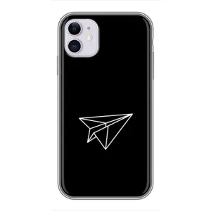 Чехол с картинками на черном фоне для iPhone 11 (Самолетик)