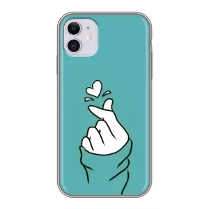 Чехлы (Знак сердечка) на iPhone 11 (Сердечко на бирюзовом)