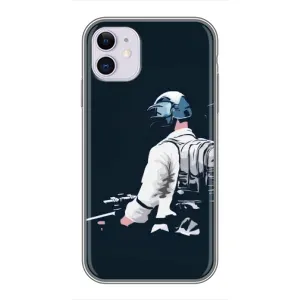 Силиконовый чехол с картинкой "Герой Pubg" на iPhone 11 (В экиперовке)