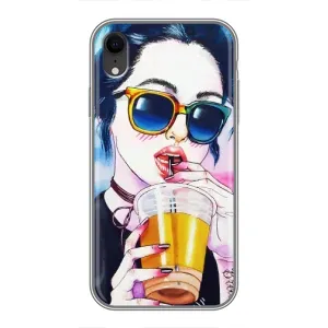 Чехол с картинкой Модные Девчонки iPhone Xr (Девушка с коктейлем)