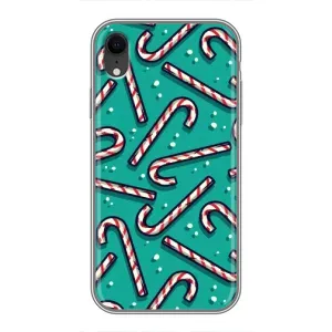 Силиконовый бампер на рождество для iPhone Xr (Леденцы)