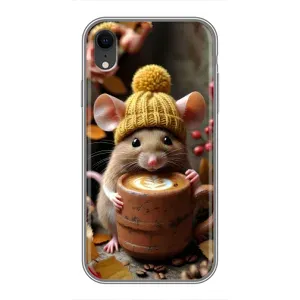 Друкований чохол 'Звірята з кавою' для iPhone Xr (Мишка з кавою)