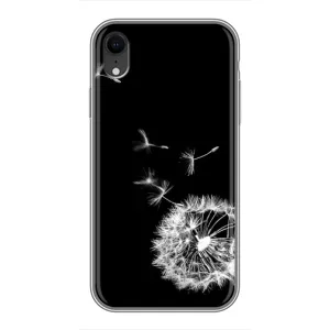 Силиконовый Чехол с одуванчиками на iPhone Xr (Одуванчик на чёрном)