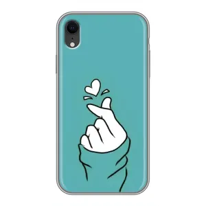 Чехлы (Знак сердечка) на iPhone Xr (Сердечко на бирюзовом)