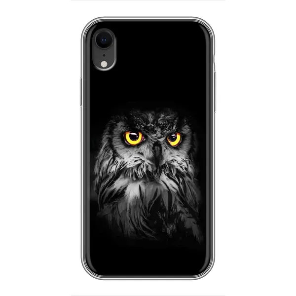 Чехол с рисунком «Сова на чёрном» для iPhone Xr