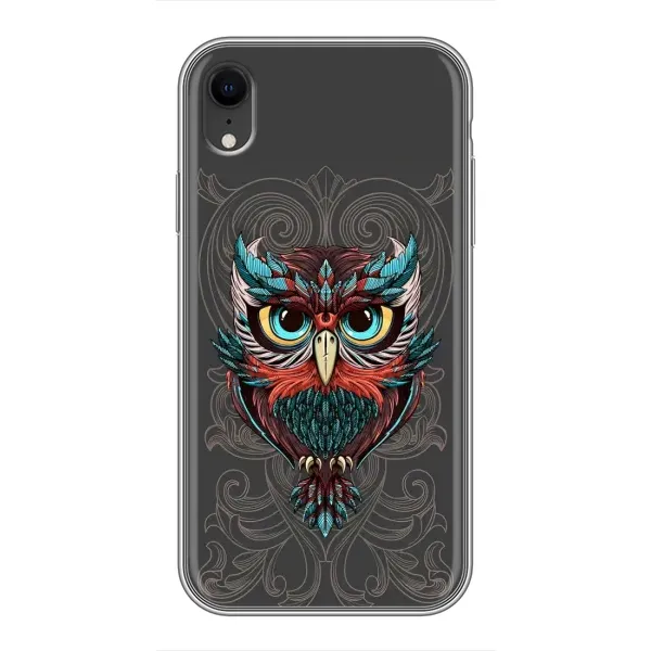 Чехол с рисунком «Сова на сером» для iPhone Xr