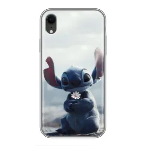 Чехол с рисунком Стич для iPhone Xr (Стич с цветочком)