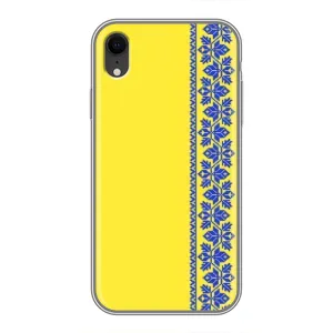 Силиконовый Чехол на iPhone Xr (Вышиванка на желтом)