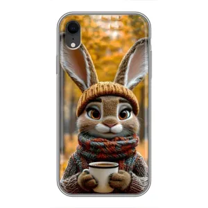 Друкований чохол 'Звірята з кавою' для iPhone Xr (Зайчик з кавою)