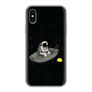 Силиконовый Чехол с принтом "Космонавты" на iPhone Xs Max (Космонавт на рыбалке)