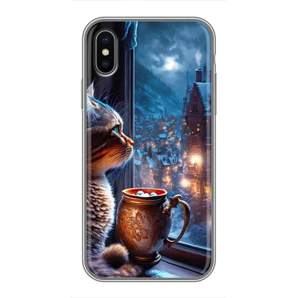 Чехол с рисунком «Кот новогодний» для iPhone Xs Max