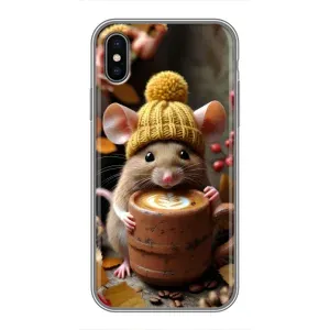 Печатный чехол «Зверята с кофе» для iPhone Xs Max (Мышка с кофе)