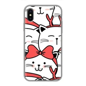 Бампер с изображением Котиков для Айфон Xs Max (Новогодние котики)