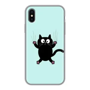 Силиконовый чехол с котиком для iPhone Xs Max (Падающий кот)