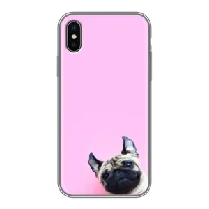 Бампер для iPhone Xs Max с картинкой "Песики" (Собака на розовом)