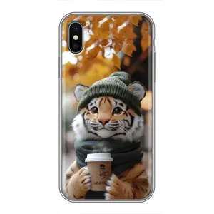 Печатный чехол «Зверята с кофе» для iPhone Xs Max (Тигр с кофе)