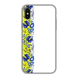 Силиконовый Чехол на iPhone Xs Max с картинкой Вышиванки (Желто-синяя вышиванка)