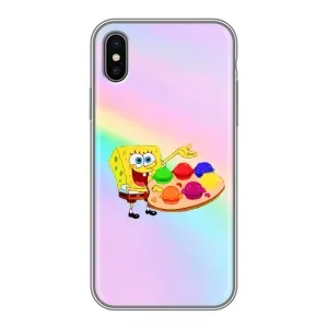 Силиконовый чехол Спанч Боб на Айфон Xs (Бургеры)