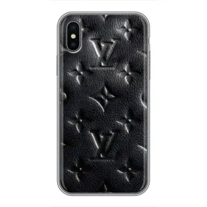 Текстурный Чехол Louis Vuitton для Айфон Xs (Черный ЛВ)