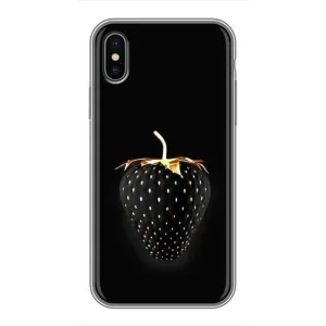 Чехол с изображением вкусной еды для iPhone Xs (Чёрная клубника)