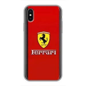 Силиконовый бампер с картинкой машины на iPhone Xs (Ferrari Logo)