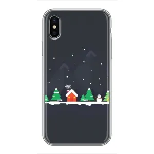 Силиконовый бампер на рождество для iPhone Xs (Город зимний)