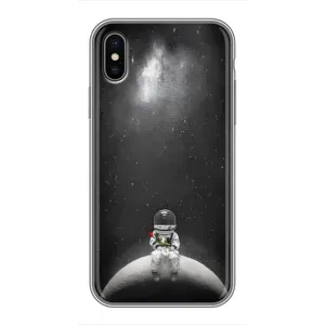 Силіконовый Чохол з принтом "Космонавти" на iPhone Xs (Космонавт романтик)