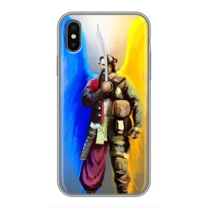 Чехол с картинкой (Патриотический КОЗАК) на iPhone Xs (Козак с крыльями)