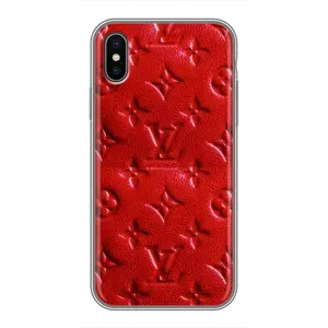 Текстурный Чехол Louis Vuitton для Айфон Xs (Красный ЛВ)