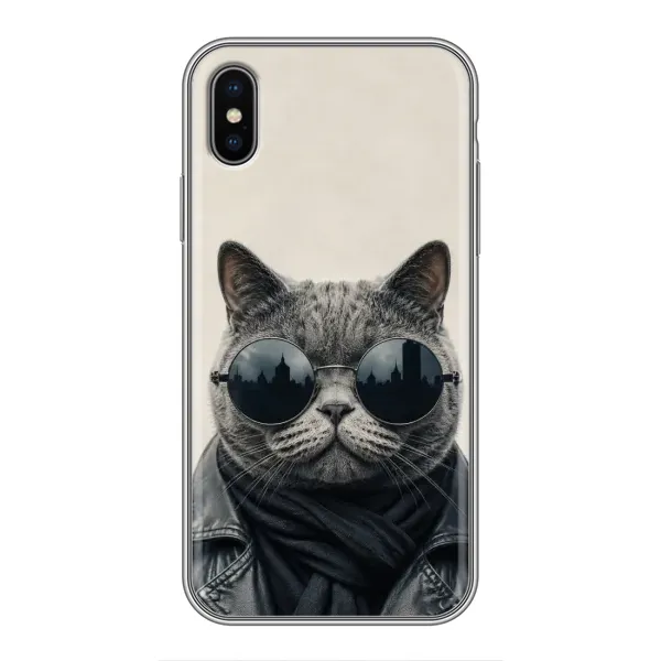 Чехол с рисунком «Модный кот» для iPhone Xs Чехол с рисунком «Модный кот» для iPhone Xs