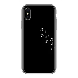 Чехол с картинками на черном фоне для iPhone Xs (Ноты)
