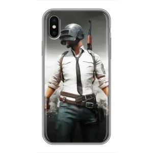 Силиконовый чехол с картинкой "Герой Pubg" на iPhone Xs (Пабг)