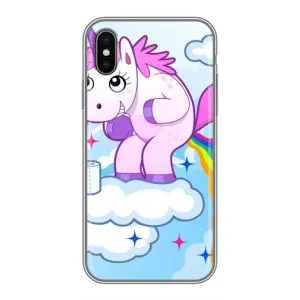 Чехол Unicorn на iPhone Xs (Радуга единорожка)
