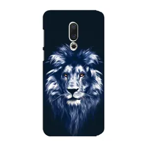 Чехол с картинкой на Meizu 15 Plus (Лев - синий)