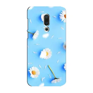 Чохол з Квітами для Meizu 15 Plus (ромашки на блакитному)