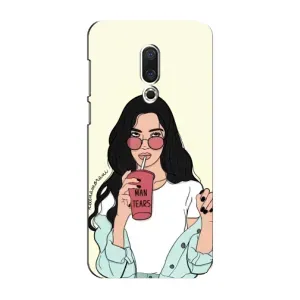 Силиконовый Чехол на Meizu 15 Plus с картинкой Стильных Девушек (С напитком)