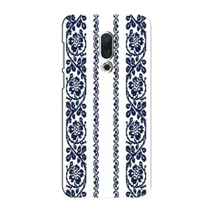 Силиконовый Чехол на Meizu 15 Plus с картинкой Вышиванки (Синяя вышиванка)