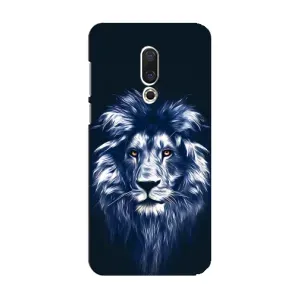 Чехол с картинкой на Meizu 15 (Лев - синий)